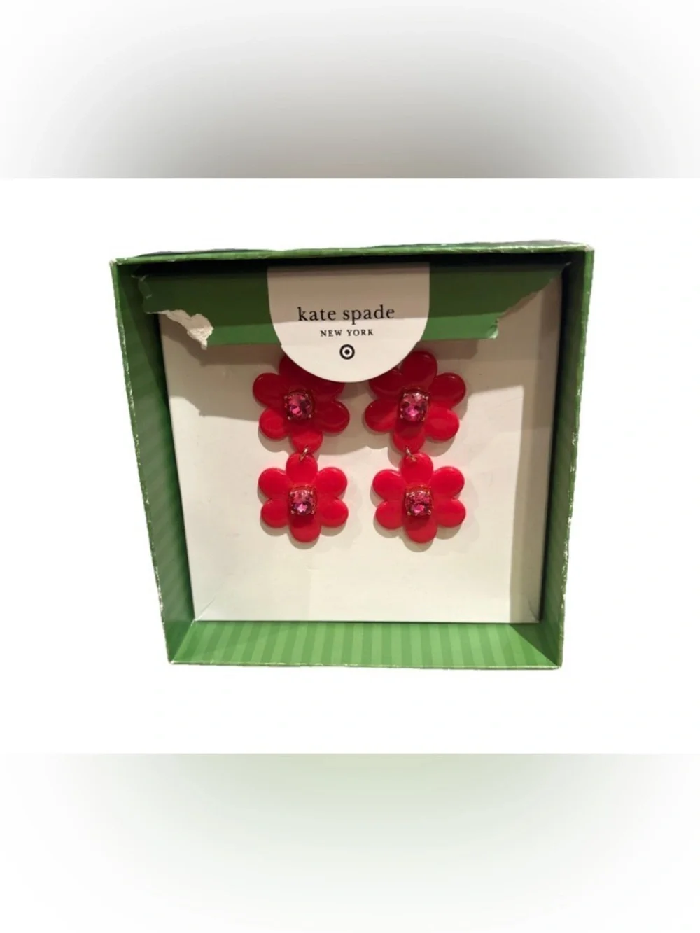 NWT Kate Spade New York X Target - Women’s Red Floral Linear Earrings